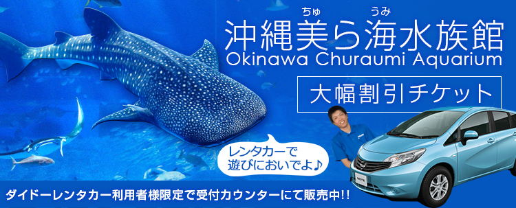 沖縄の人気観光スポット！美ら海水族館大幅割引チケット+レンタカープラン